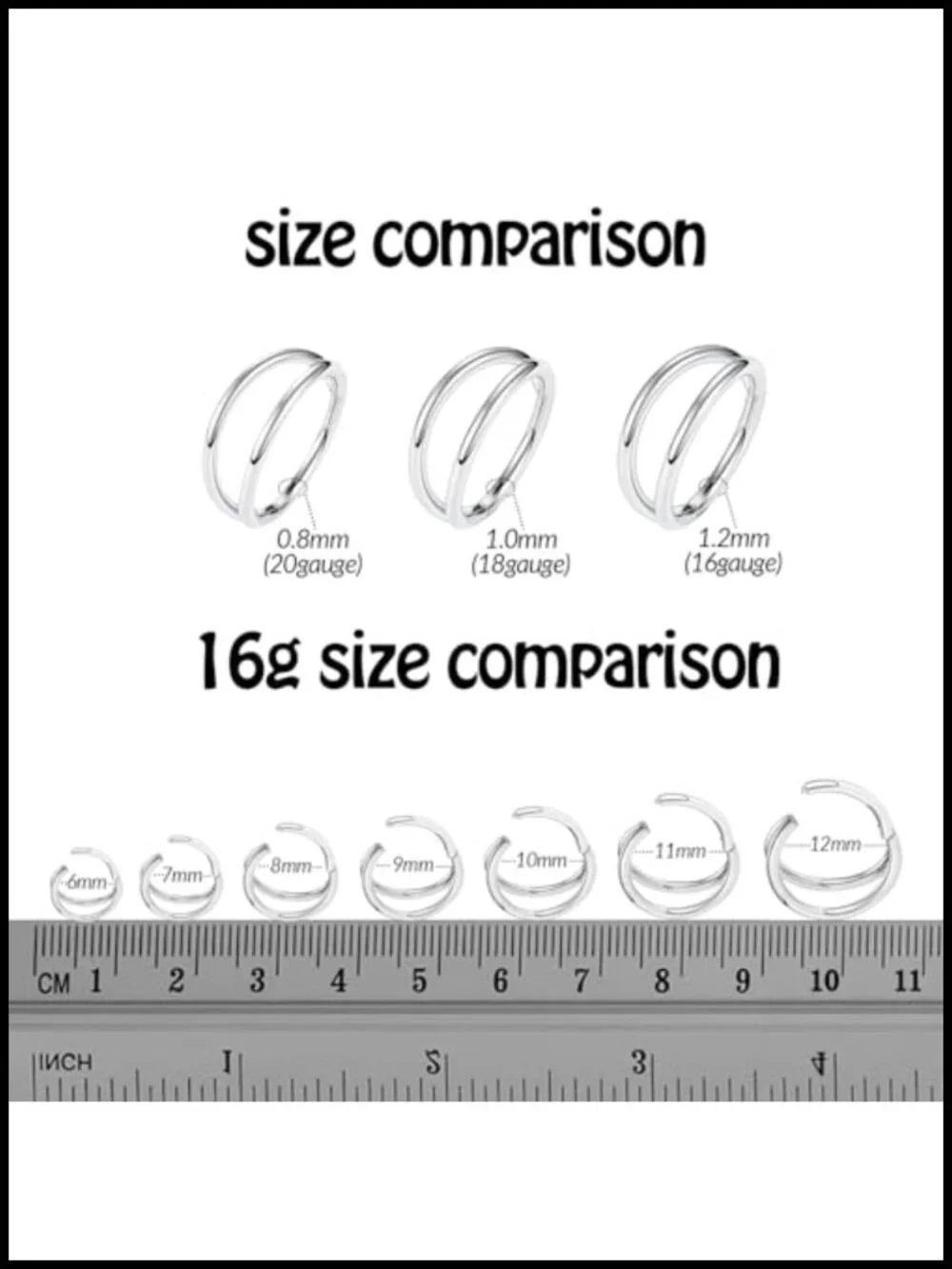G23 Titanium Double Hoop Nose Ring Hypoallergenic Hinged Clicker